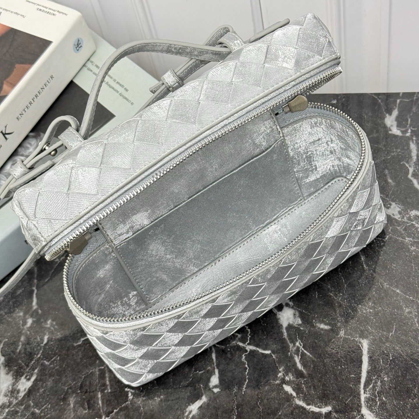 Vanity Crossbody Bag #2280 Silver Suede