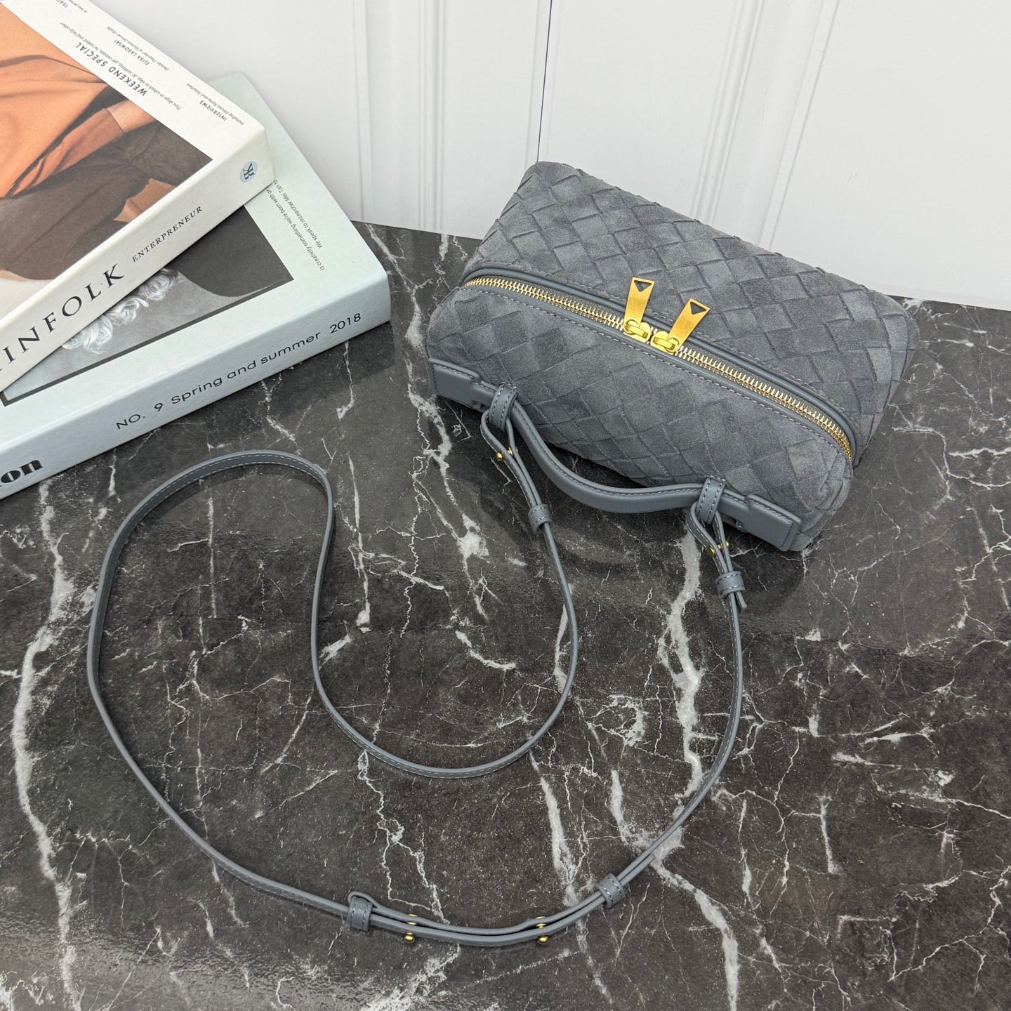 Vanity Crossbody Bag #2280 Gray Suede