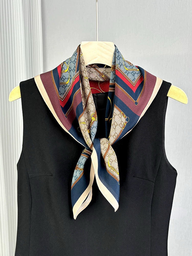 Pure-silk crêpe-de-chine double georgette scarf 100 % mulberry silk 70cm Square