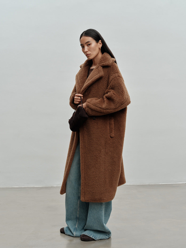 M House Teddy Coat Loose Fit Oversized Coat Caramel