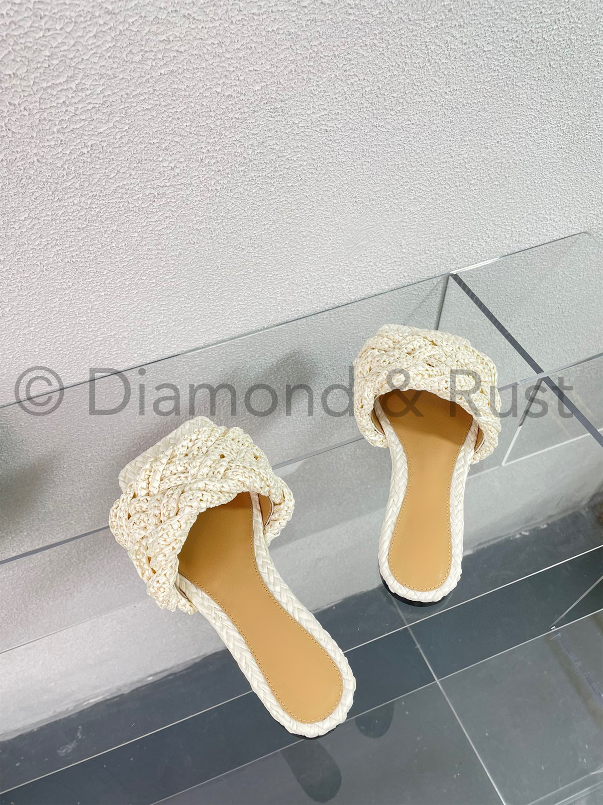 Lido Intrecciato Raffia Flat Sandals Shoes