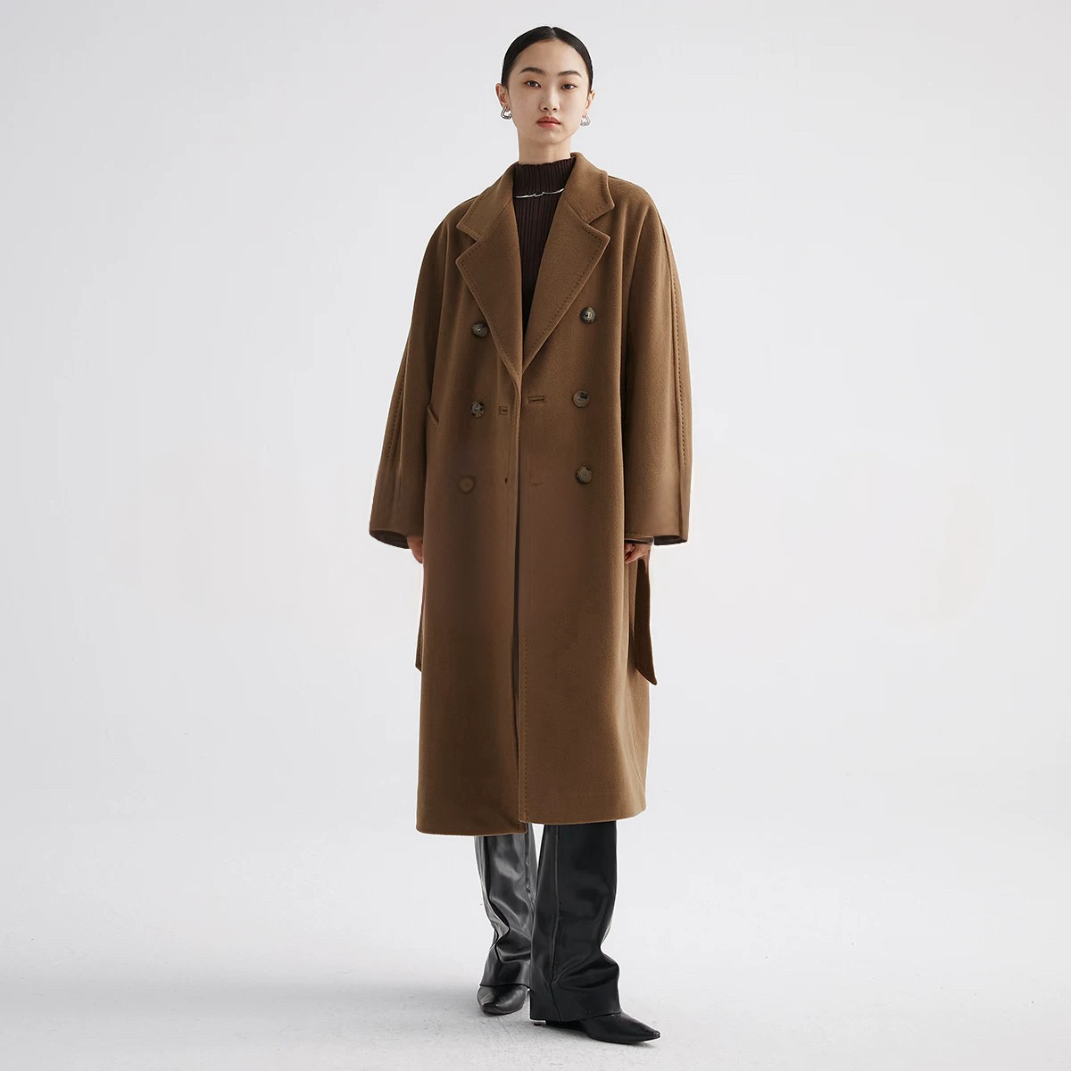 Suri Wool Long Coat #101801 Tobacco