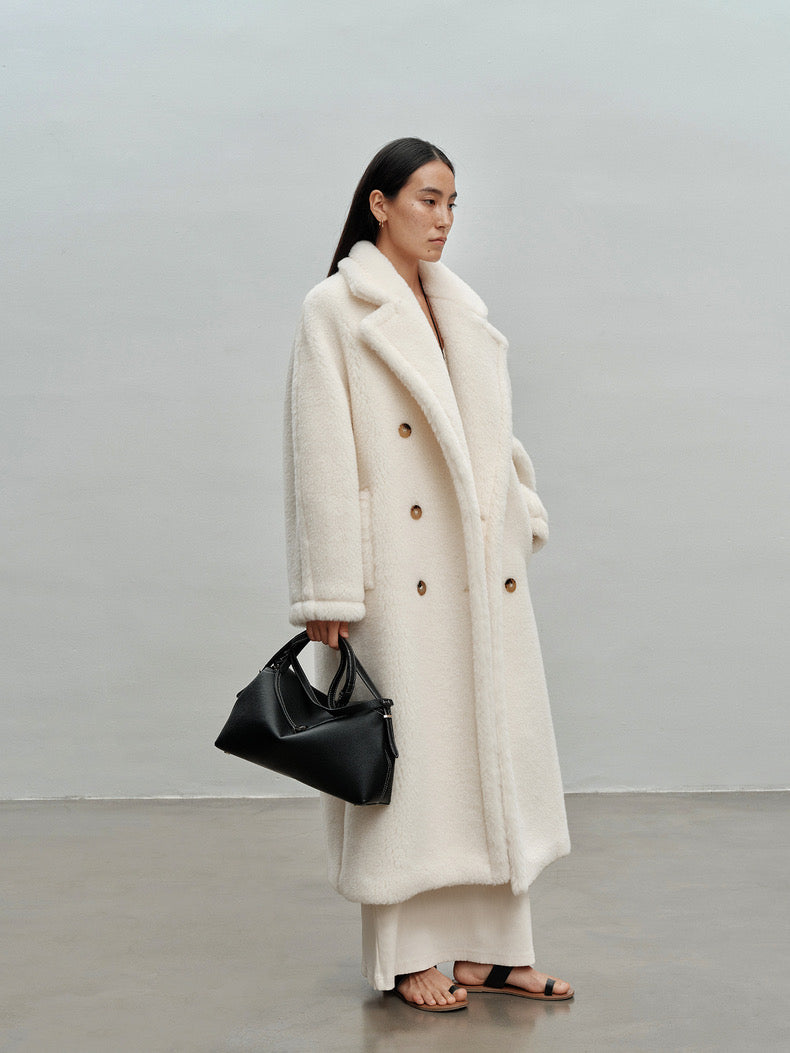 Extended Length Teddy Coat Loose fit Oversized Coat White