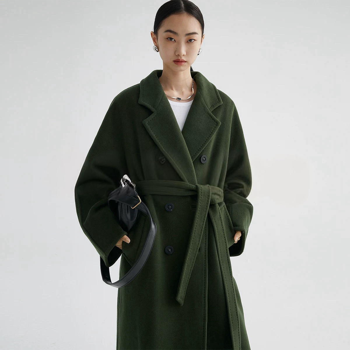 Suri Wool Long Coat #101801 Green