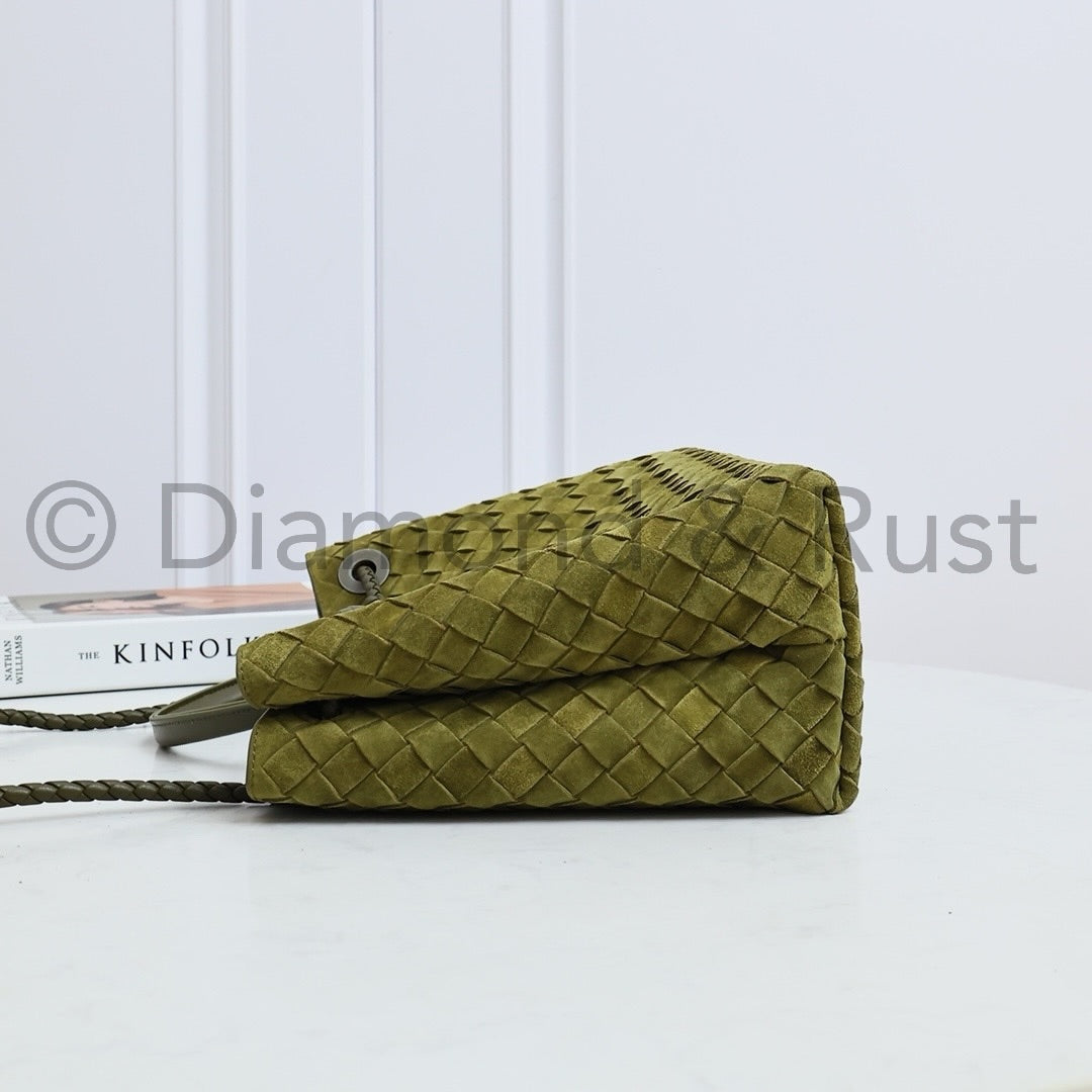 Medium Andiamo Bag #2261-1 Olive Green Suede