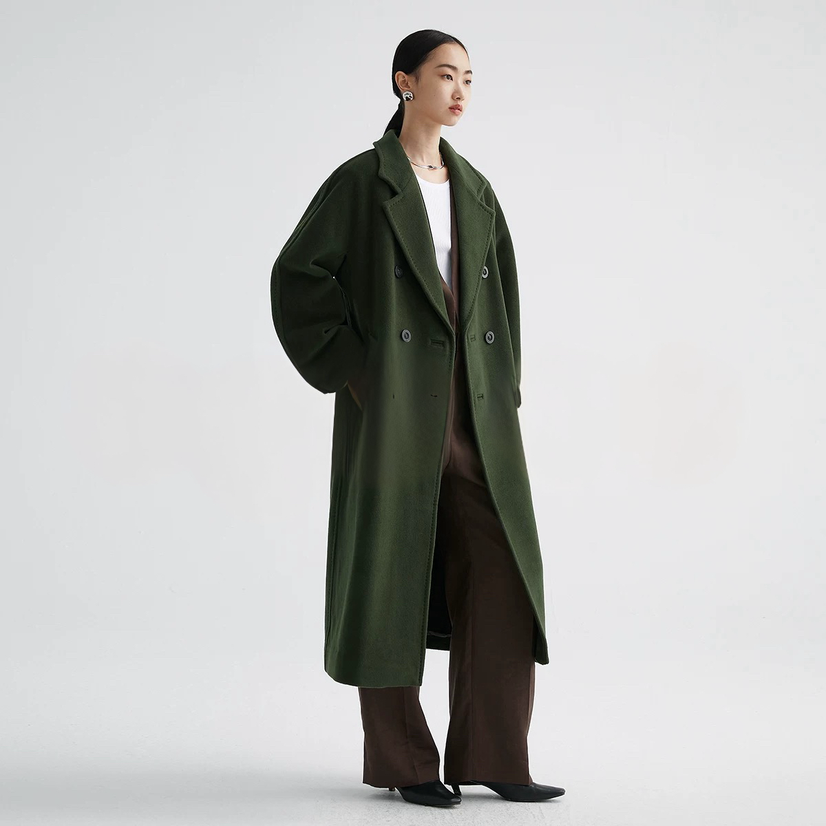 Suri Wool Long Coat #101801 Green