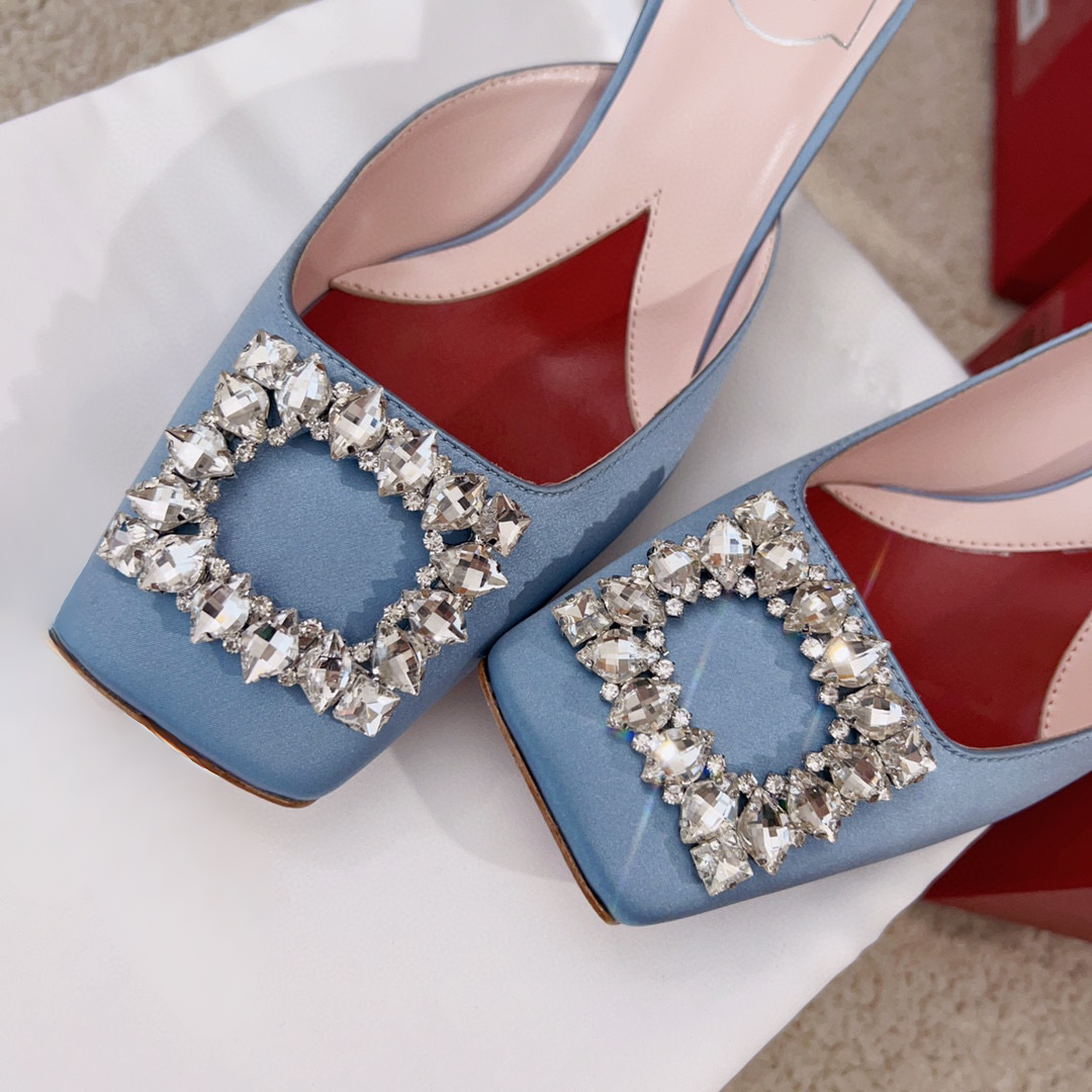 Jewel Heel Rhinestone Buckle Mule