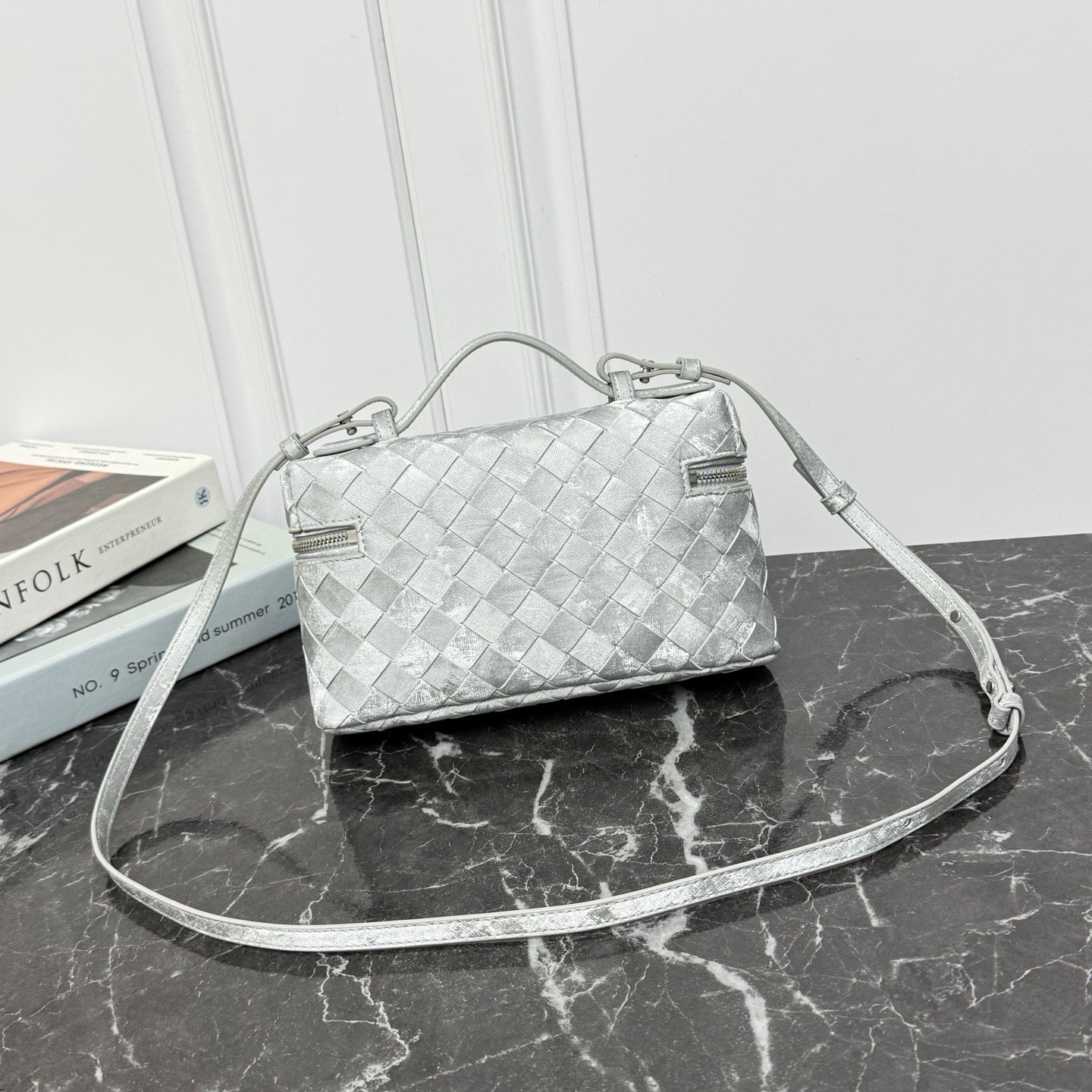 Vanity Crossbody Bag #2280 Silver Suede