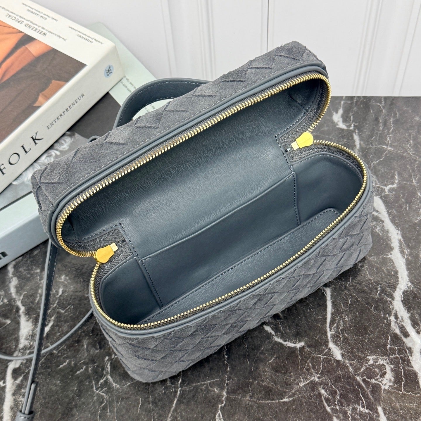 Vanity Crossbody Bag #2280 Gray Suede