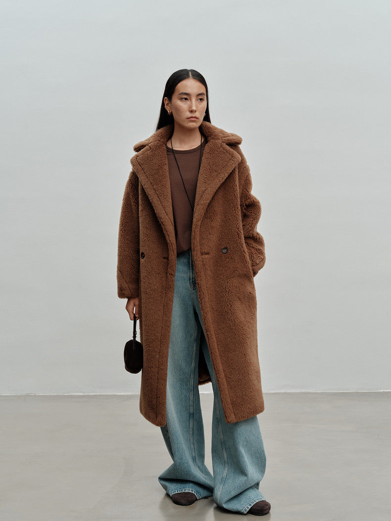 M House Teddy Coat Loose Fit Oversized Coat Caramel