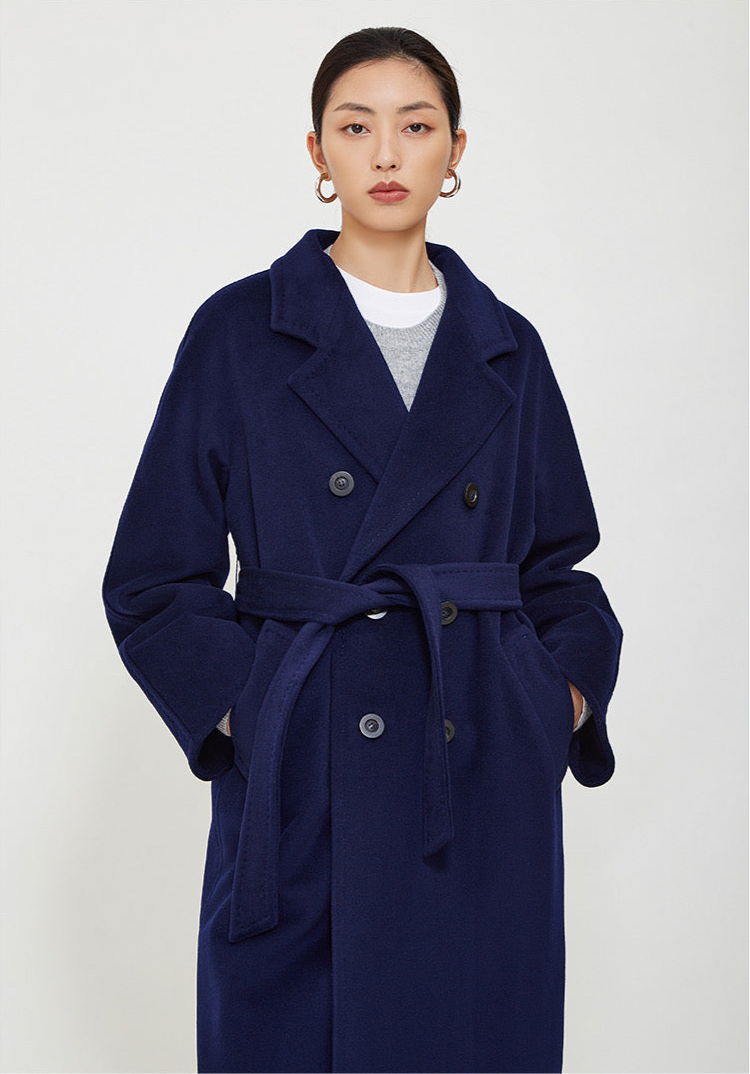 Suri Wool Long Coat #101801 Dark Blue