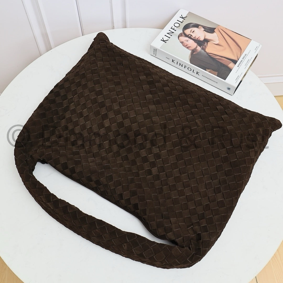 Large Hop Shoulder Bag #2269-1 Suede Chocolate