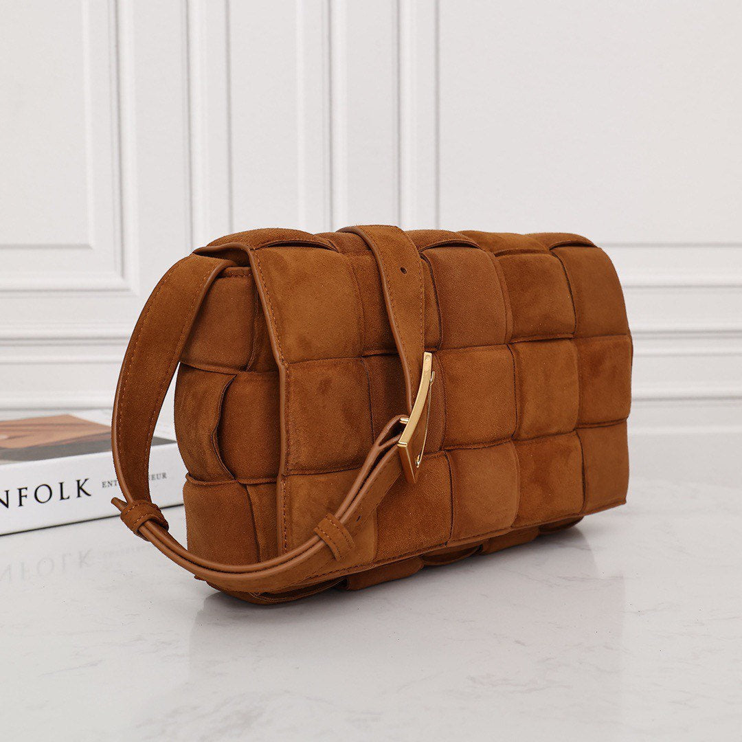 Padded Cassette Bag in Suede #6632A Caramel-Clearance