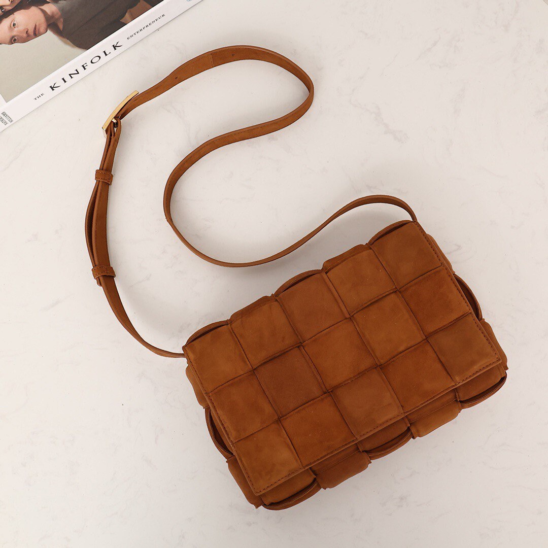 Padded Cassette Bag in Suede #6632A Caramel-Clearance