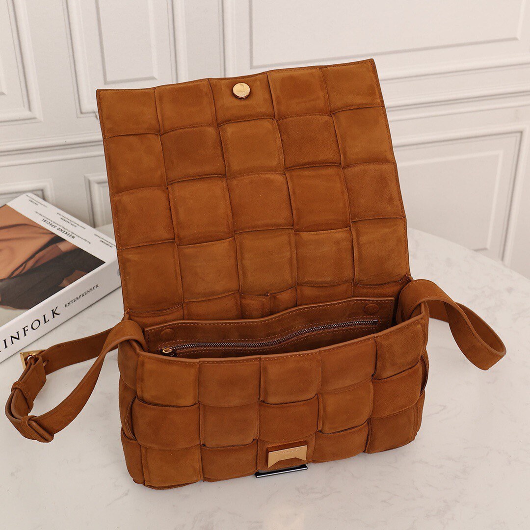 Padded Cassette Bag in Suede #6632A Caramel-Clearance