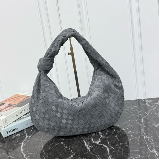 New Large Jodie Round Shoulder Bag #2287 Gray Suede