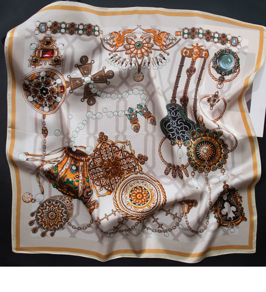 Pure Mulberry Silk Scarf – Lightweight 12 Momme Crepe, 70cm Square