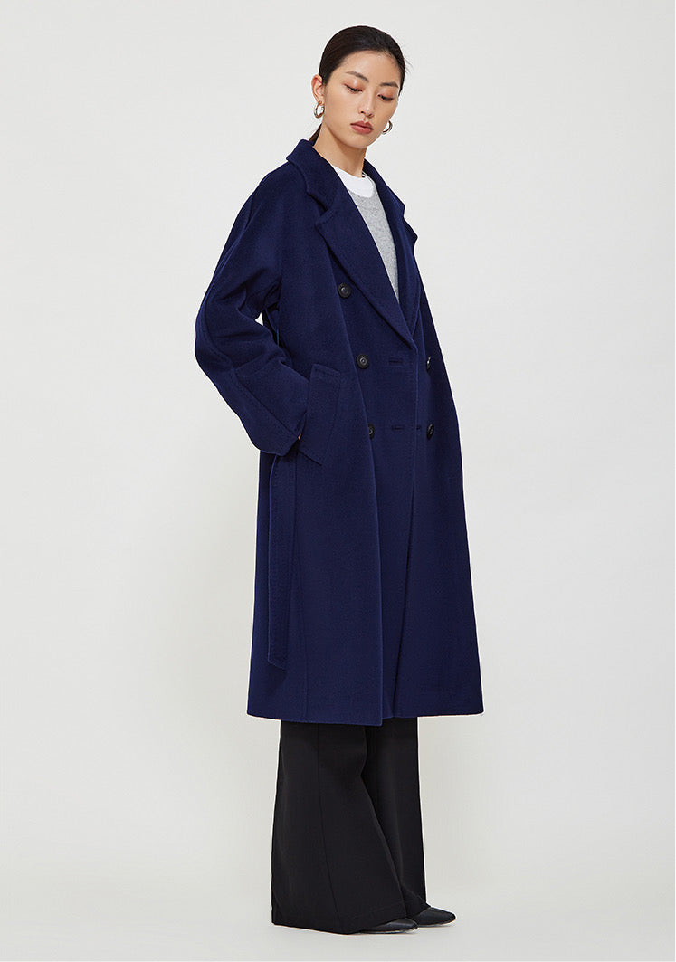 Suri Wool Long Coat #101801 Dark Blue