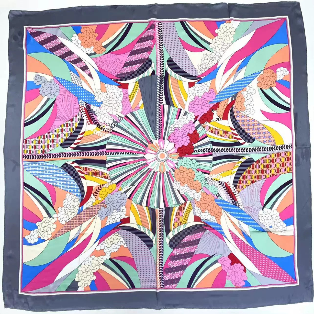 Pure Mulberry Silk Scarf – Lightweight 12 Momme Crepe, 110cm Square Large Wrap Shawl