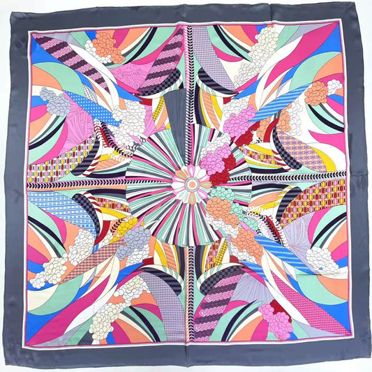 Pure Mulberry Silk Scarf – Lightweight 12 Momme Crepe, 110cm Square Large Wrap Shawl