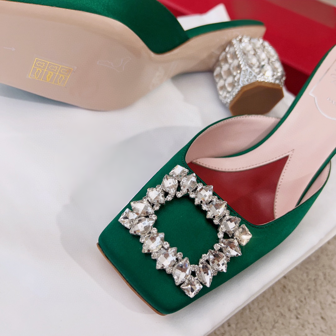 Jewel Heel Rhinestone Buckle Mule