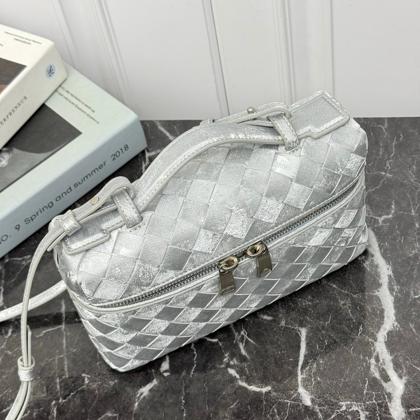 Vanity Crossbody Bag #2280 Silver Suede