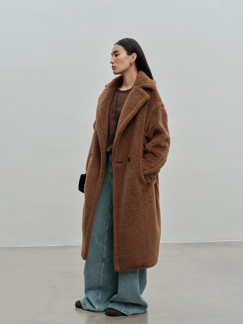 M House Teddy Coat Loose Fit Oversized Coat Caramel