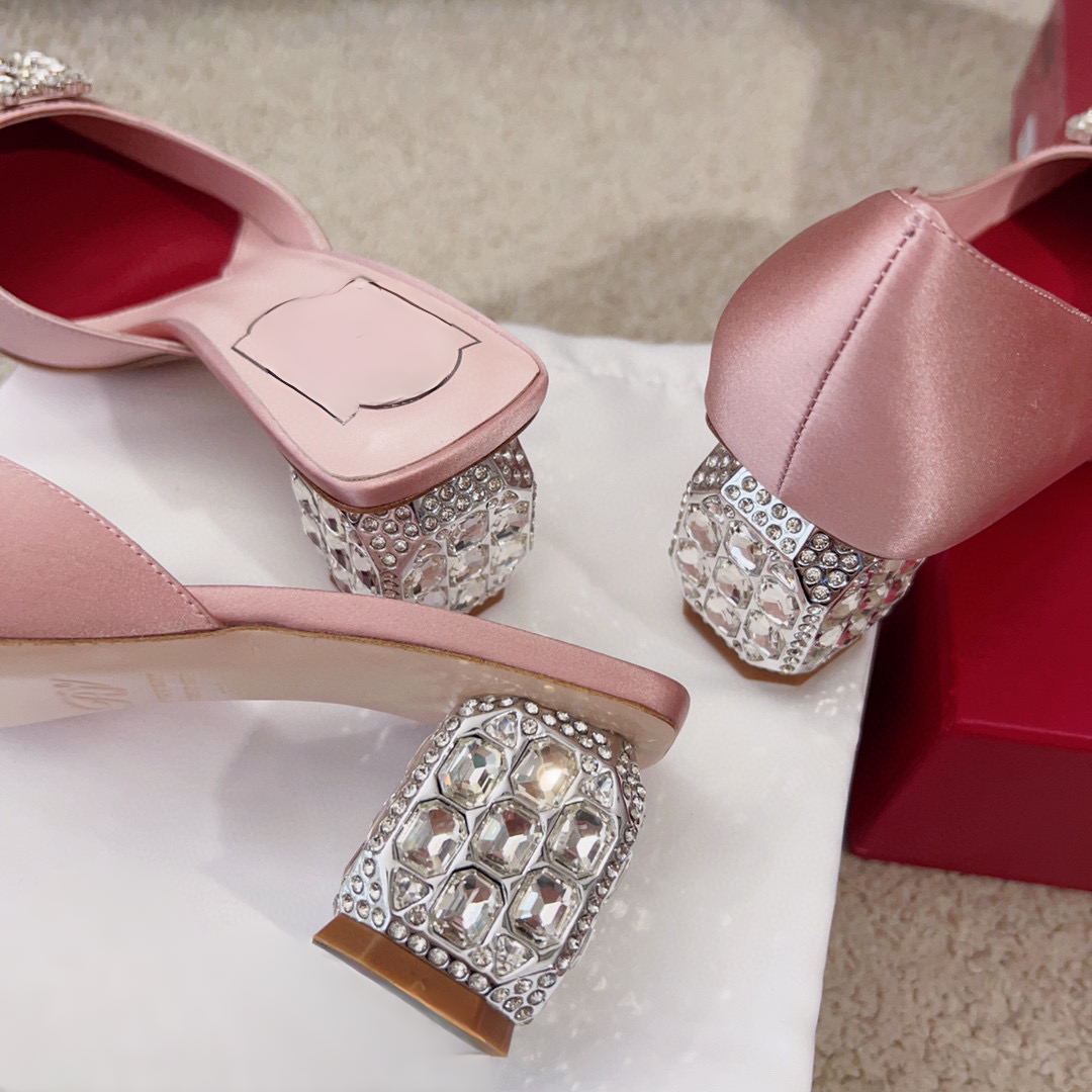 Jewel Heel Rhinestone Buckle Mule