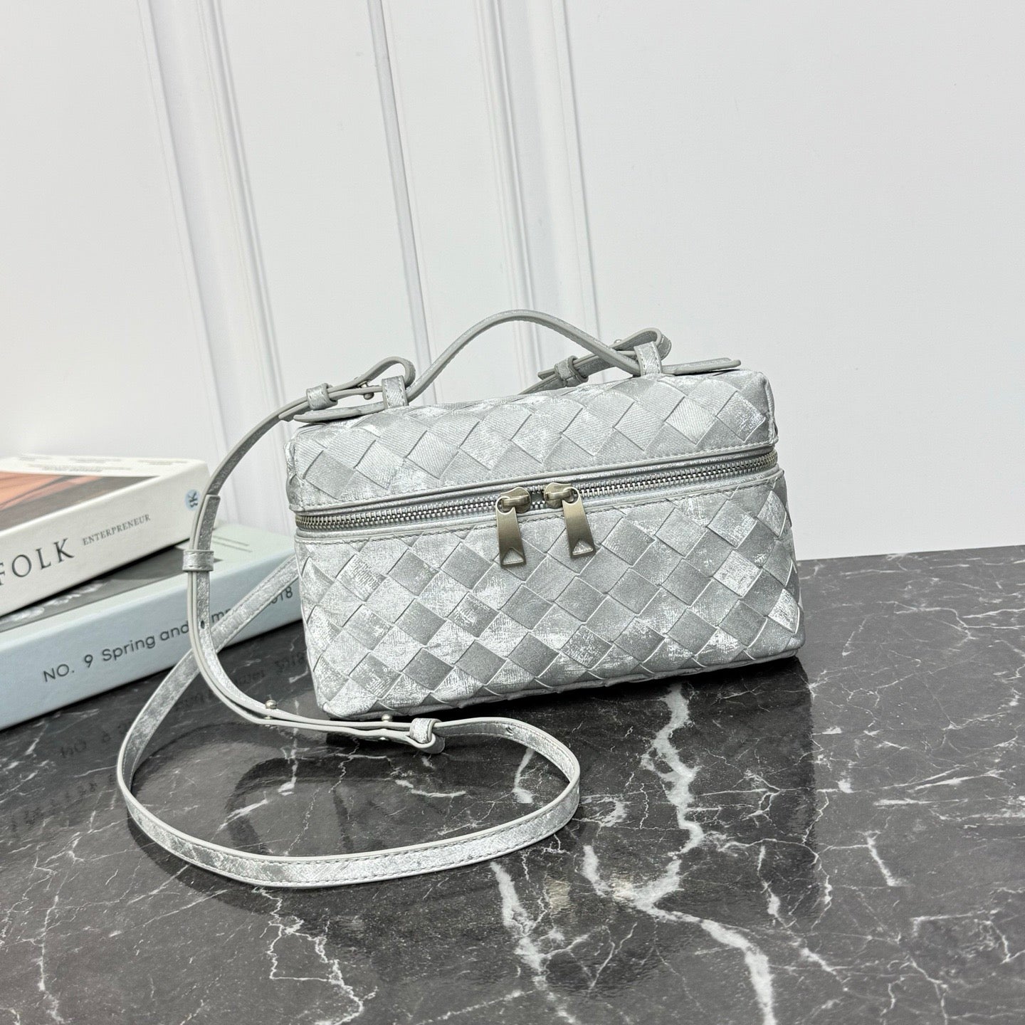 Vanity Crossbody Bag #2280 Silver Suede