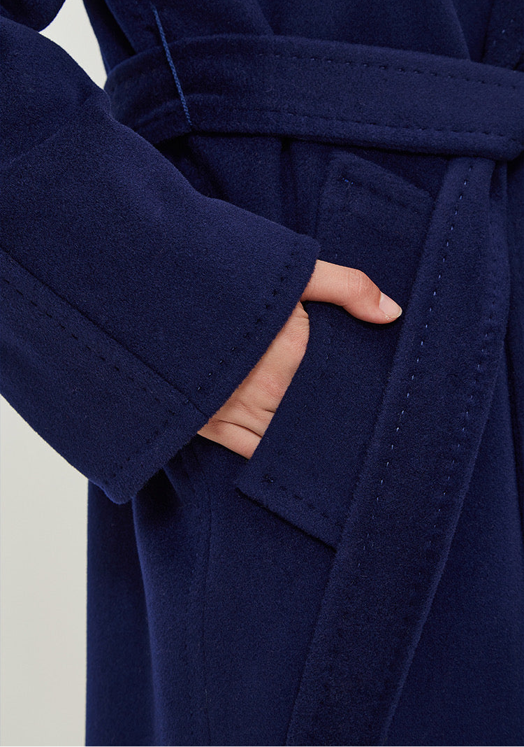 Suri Wool Long Coat #101801 Dark Blue