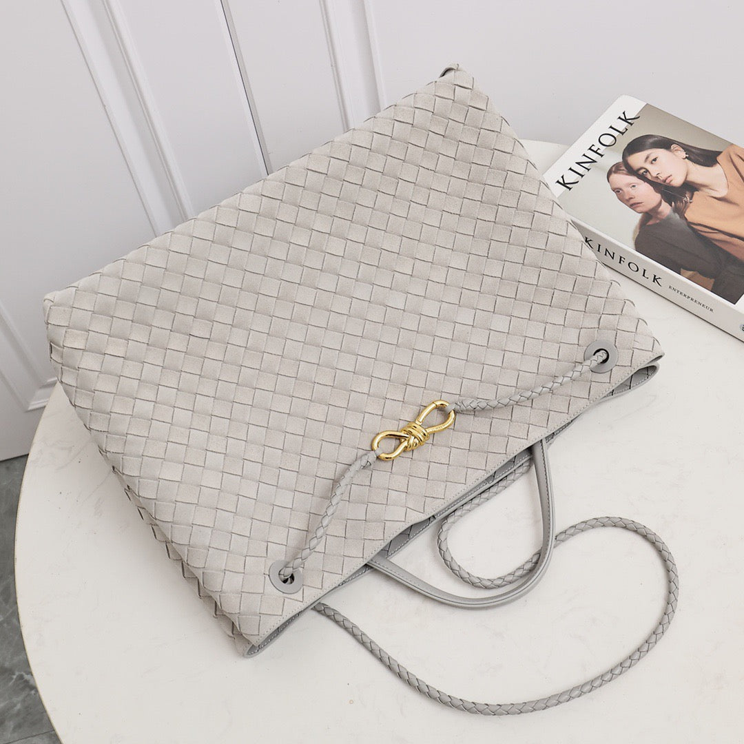 Large Andiamo Bag #2277 Silver Gray Suede