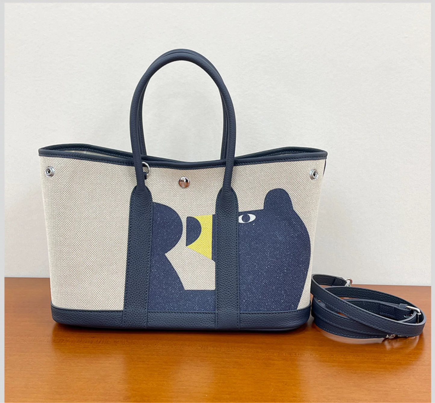 Garden Party Bag Tote Bag “Teddy” Blue/Beige