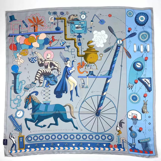 Reversible Double-Sided 100% Mulberry Silk Twill Scarf 18 momme 90cm Squre