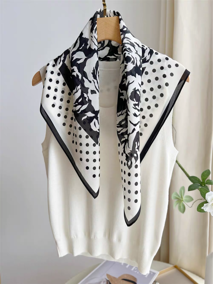 Pure-silk crêpe-de-chine double georgette scarf 100 % mulberry silk 70cm Square