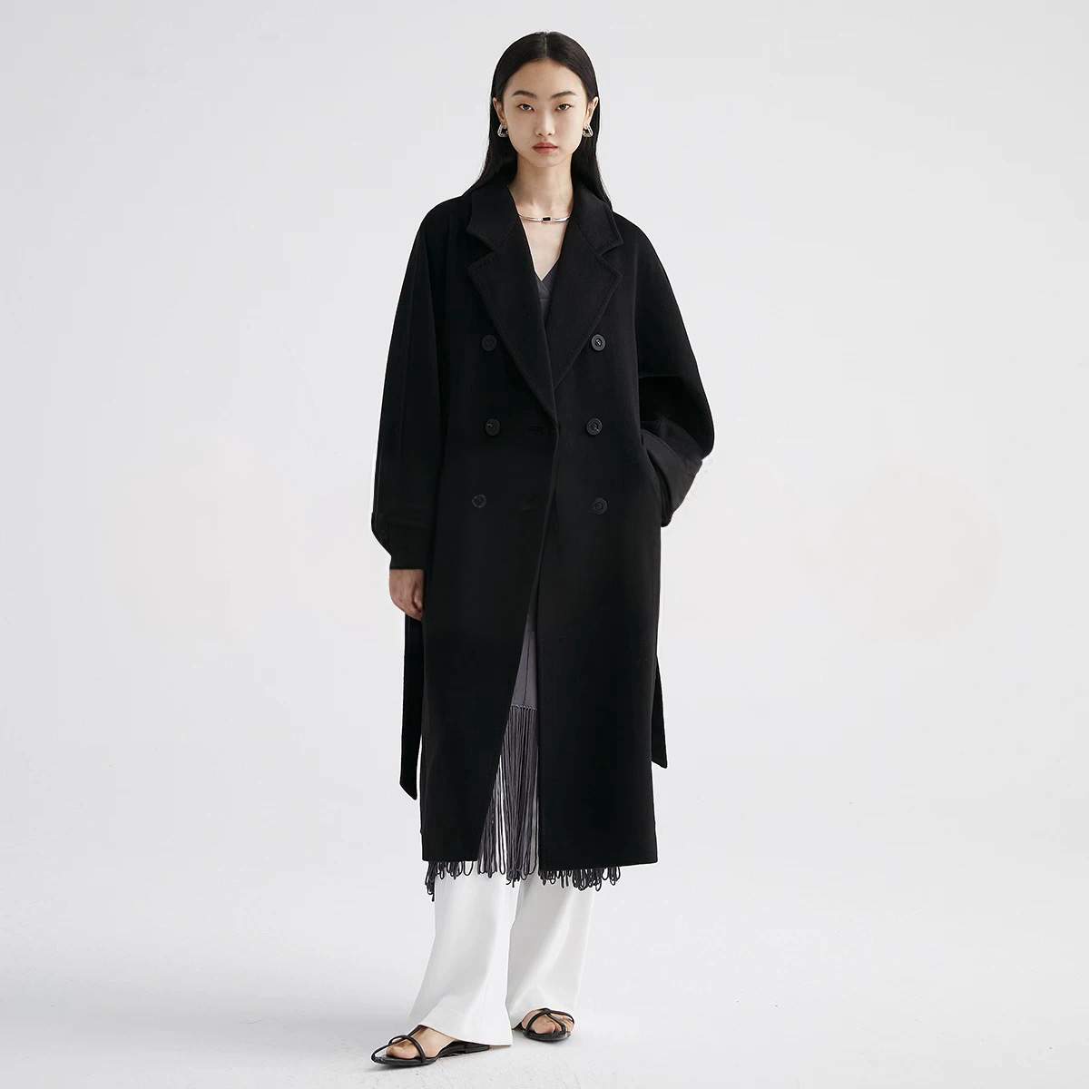 Suri Wool Long Coat #101801 Black