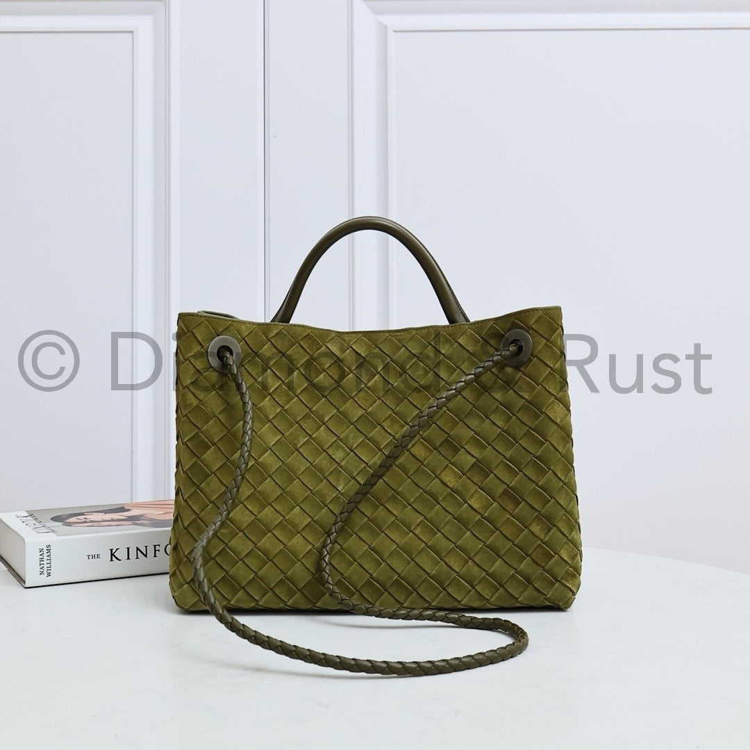 Medium Andiamo Bag #2261-1 Olive Green Suede