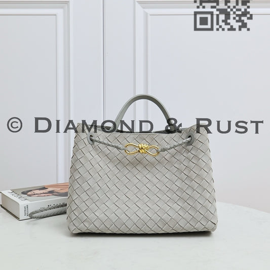 Medium Andiamo Bag #2261-1 Silver Gray Suede