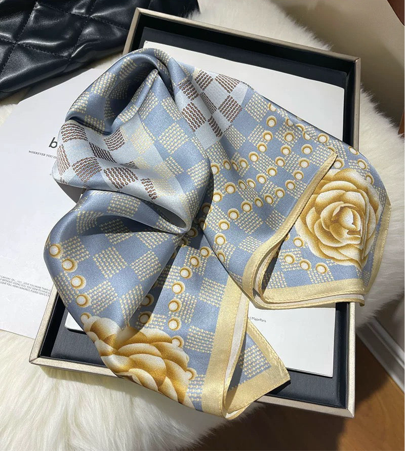 Pure-silk crêpe-de-chine double georgette scarf 100 % mulberry silk 70cm Square