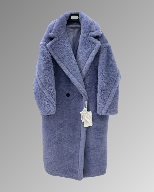 Wool Shearling Teddy Long Coat Loose fit oversized coat Lavender