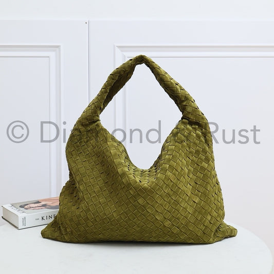 Large Hop Shoulder Bag #2269-1 Olive Suede