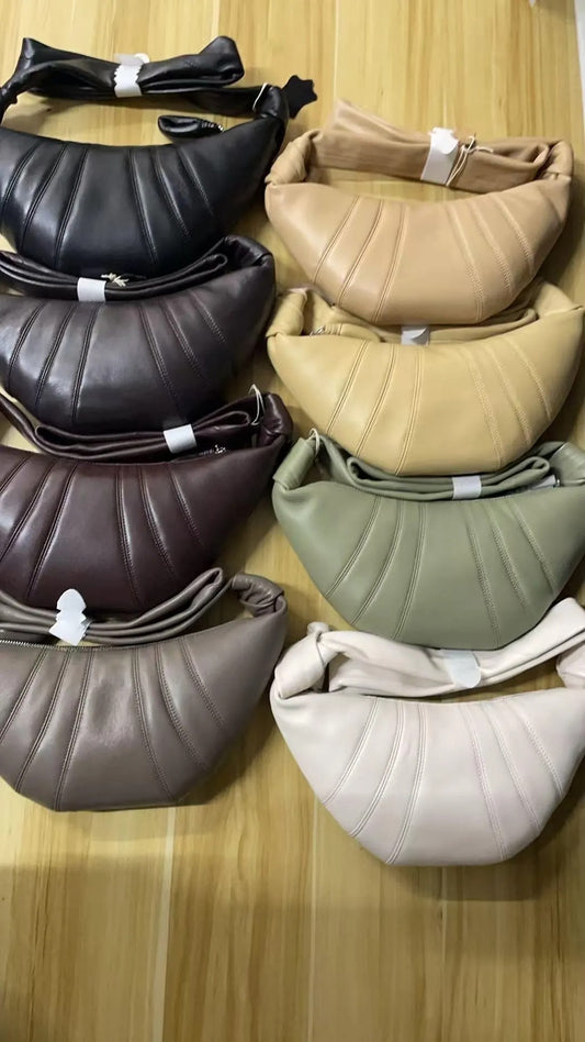 Genuine Full-Grain Sheepskin Croissant Bag Underarm Bag Crescent Shoulder Bag Multi Choice