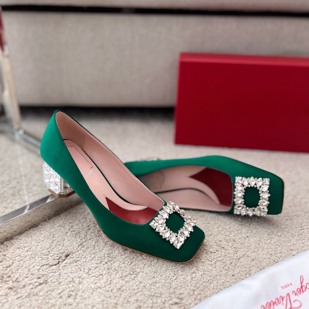 Jewel Heel Rhinestone Buckle Pump