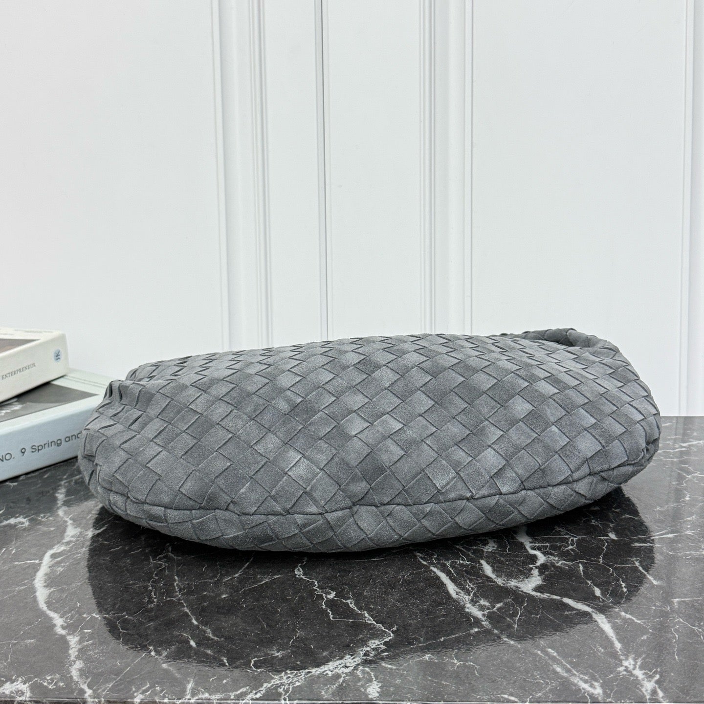 New Large Jodie Round Shoulder Bag #2287 Gray Suede