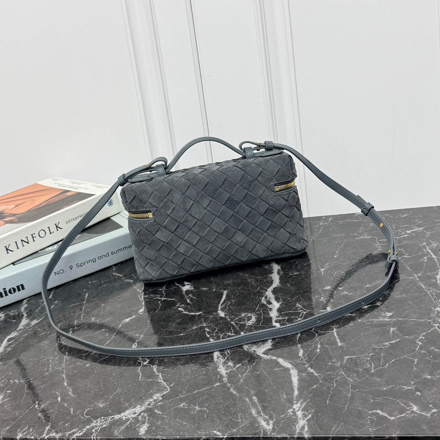 Vanity Crossbody Bag #2280 Gray Suede