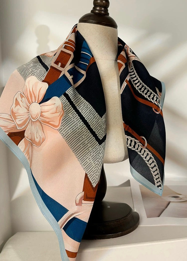 Pure-silk crêpe-de-chine double georgette scarf 100 % mulberry silk 70cm Square