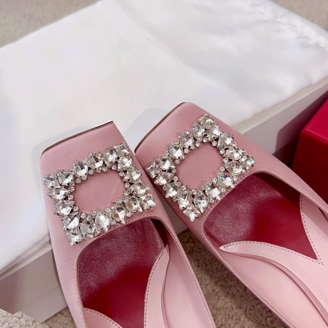 Jewel Heel Rhinestone Buckle Pump