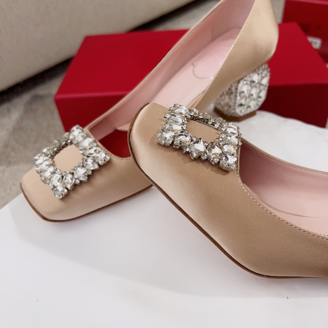 Jewel Heel Rhinestone Buckle Pump