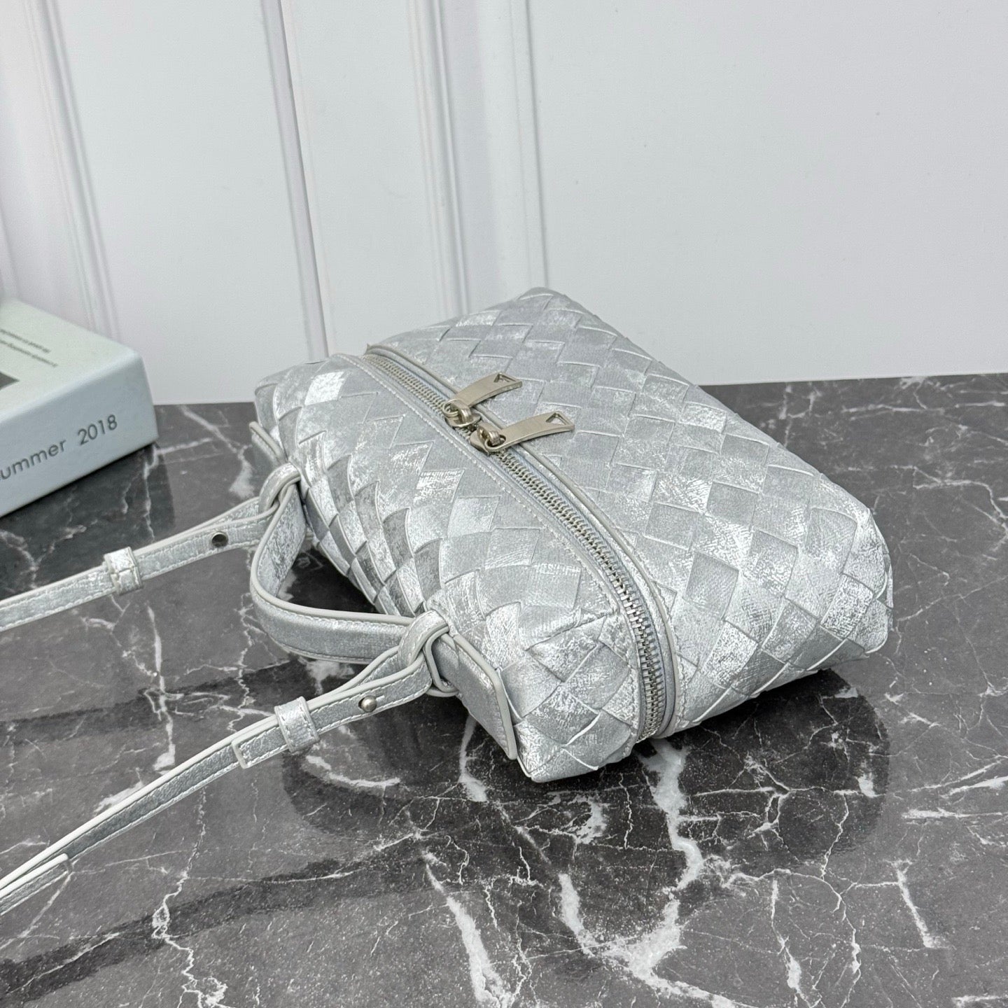 Vanity Crossbody Bag #2280 Silver Suede