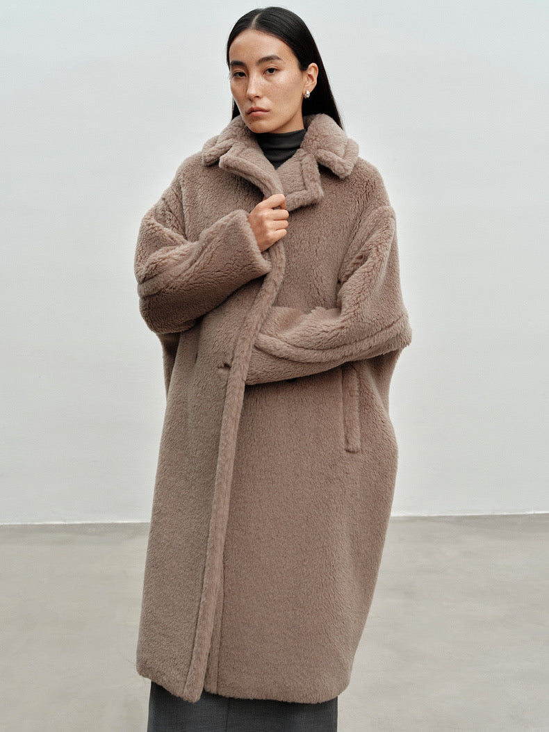 M House Teddy Coat Loose Fit Oversized Coat Milk Tea