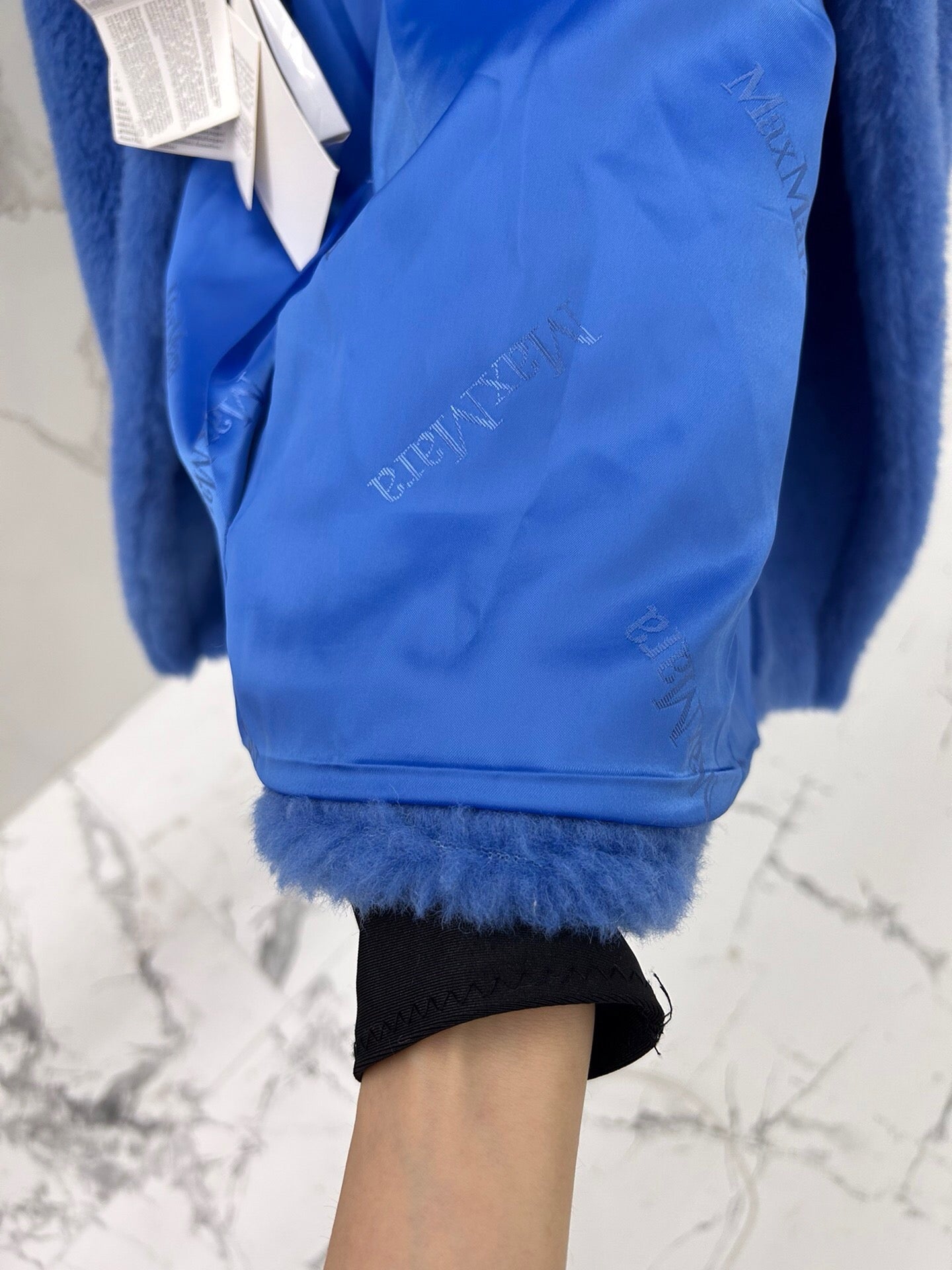 Wool Shearling Teddy Long Coat Loose fit oversized coat Blue